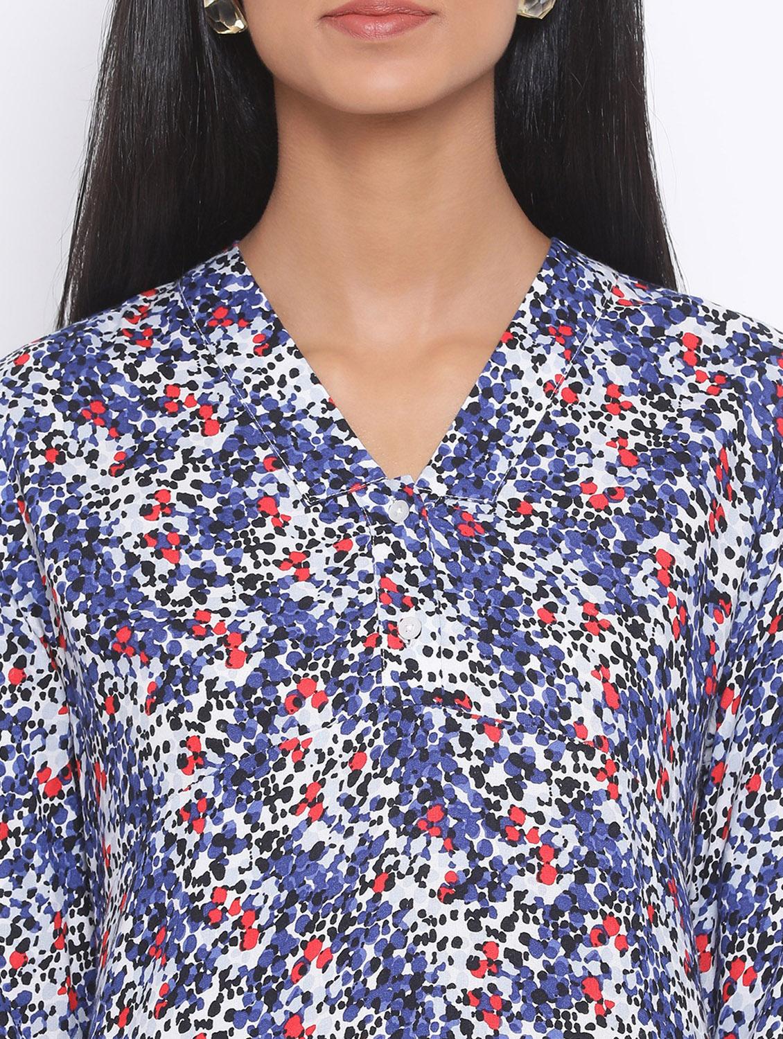 v neck floral a-line dress - 17544665 - Zoom Image - 4