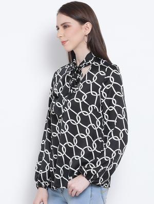 tie up neck printed top - 17544668 - Standard Image - 2