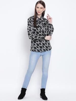 tie up neck printed top - 17544668 - Standard Image - 4