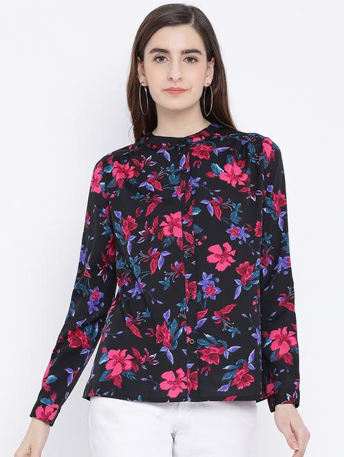 mandarin neck floral shirt - 17544679 - Standard Image - 1