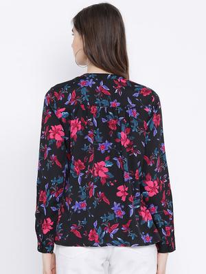 mandarin neck floral shirt - 17544679 - Standard Image - 3