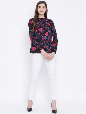mandarin neck floral shirt - 17544679 - Standard Image - 4