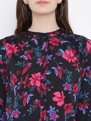 mandarin neck floral shirt - 17544679 - Standard Image - 5