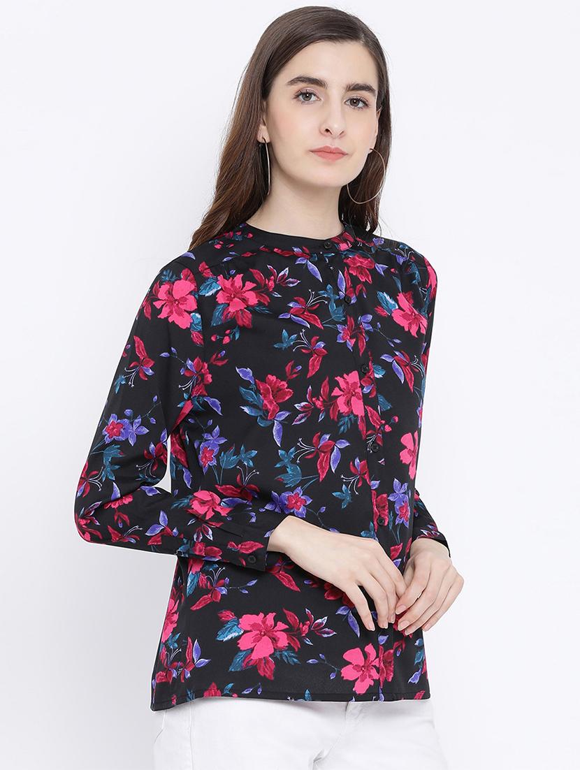 mandarin neck floral shirt - 17544679 - Zoom Image - 2