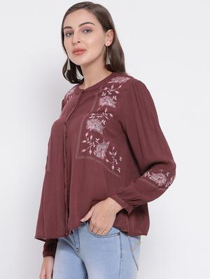 brown viscose regular shirt - 17544683 - Standard Image - 2