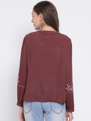 brown viscose regular shirt - 17544683 - Standard Image - 3