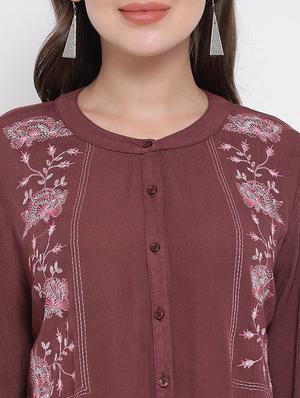 brown viscose regular shirt - 17544683 - Standard Image - 5