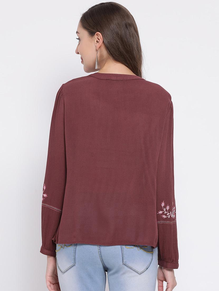 brown viscose regular shirt - 17544683 - Zoom Image - 3