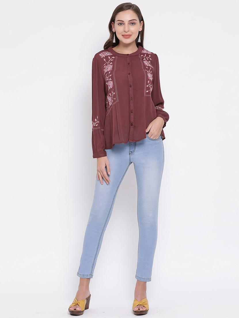 brown viscose regular shirt - 17544683 - Zoom Image - 4