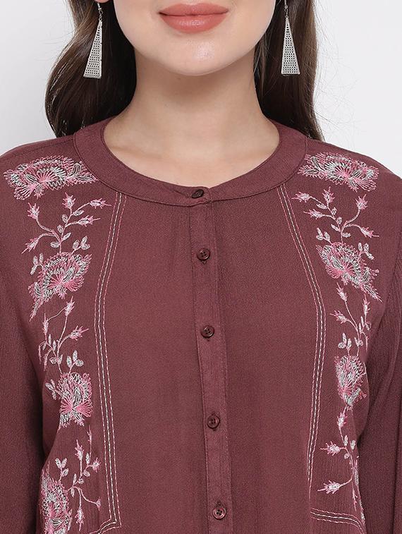 brown viscose regular shirt - 17544683 - Zoom Image - 5