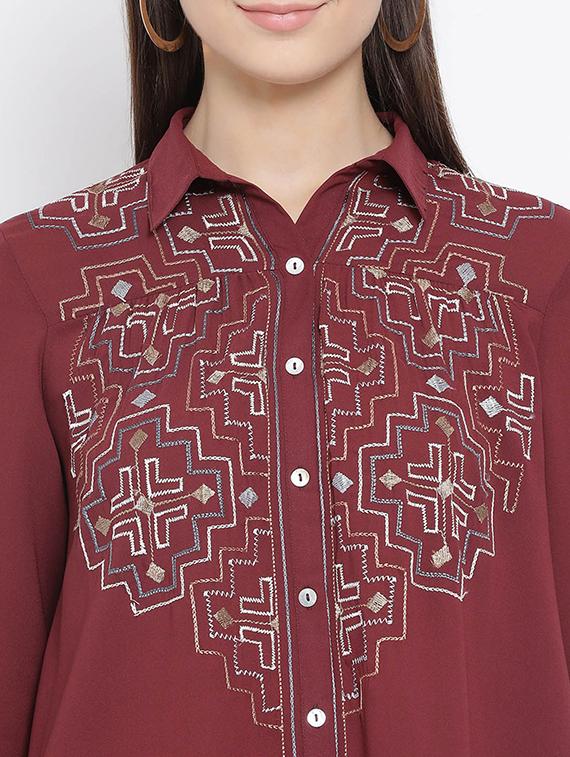 maroon polyester regular shirt - 17544684 - Zoom Image - 5
