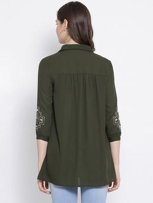 green polyester regular shirt - 17544685 - Standard Image - 3