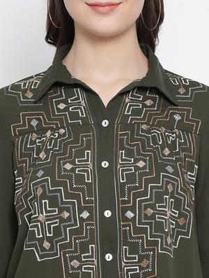 green polyester regular shirt - 17544685 - Standard Image - 5