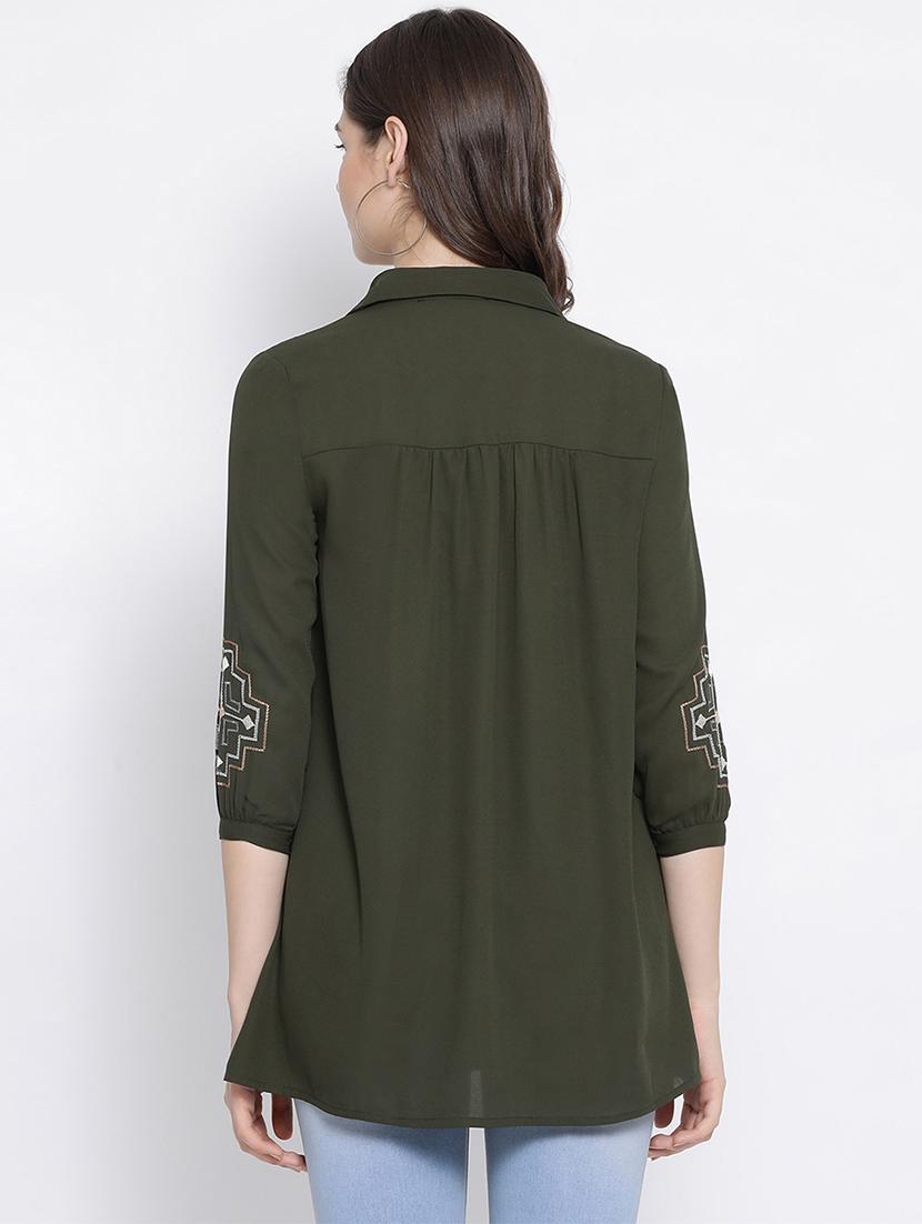 green polyester regular shirt - 17544685 - Zoom Image - 3