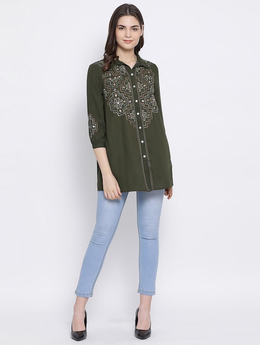 green polyester regular shirt - 17544685 - Zoom Image - 4