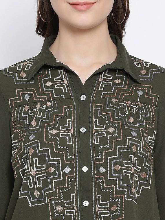 green polyester regular shirt - 17544685 - Zoom Image - 5