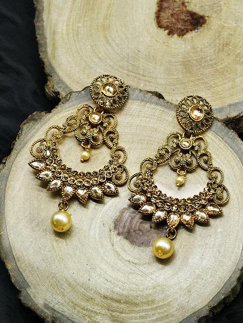 gold metal drop earring - 17544698 - Standard Image - 1