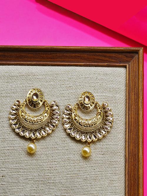 gold metal drop earring - 17544699 - Standard Image - 1