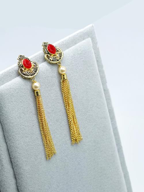 red metal drop earring - 17544701 - Standard Image - 1