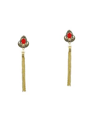 red metal drop earring - 17544701 - Standard Image - 3