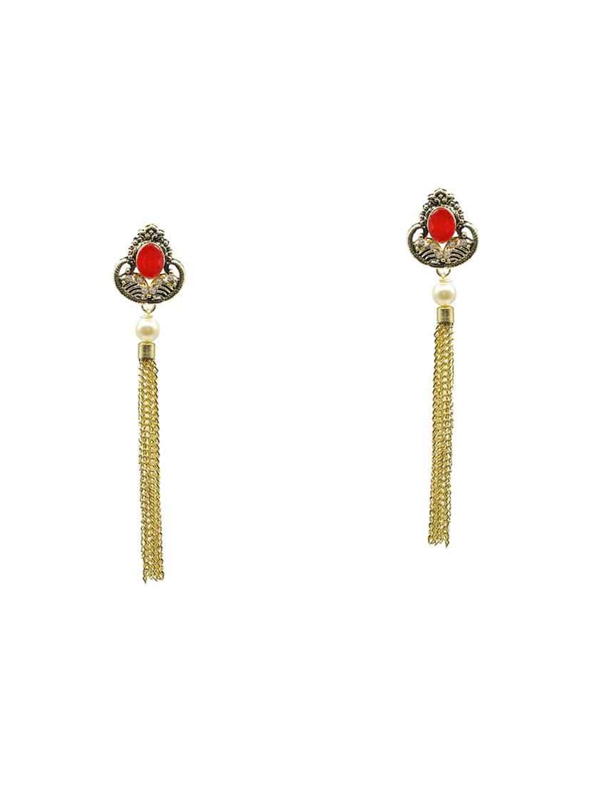 red metal drop earring - 17544701 - Zoom Image - 3