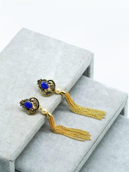 blue metal drop earring - 17544702 - Standard Image - 1