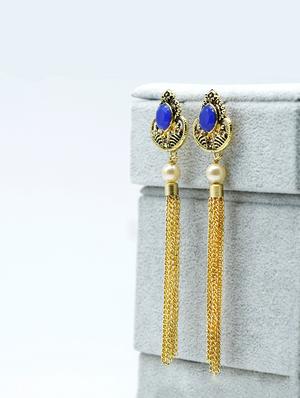 blue metal drop earring - 17544702 - Standard Image - 2