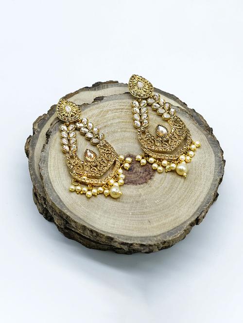 gold metal drop earring - 17544706 - Standard Image - 1