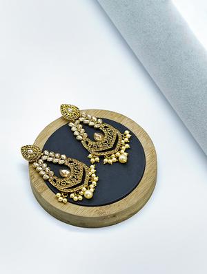 gold metal drop earring - 17544706 - Standard Image - 2