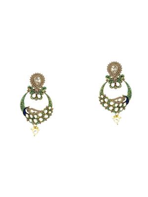 green metal drop earring - 17544707 - Standard Image - 3
