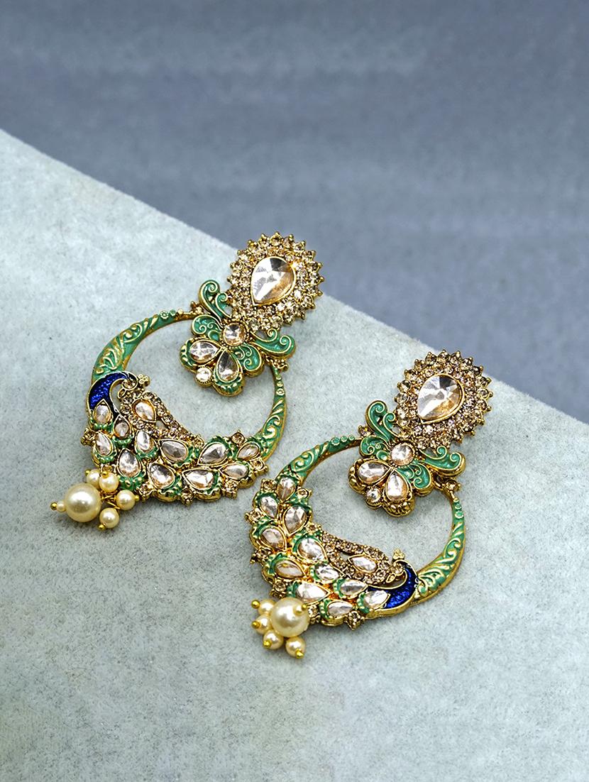 green metal drop earring - 17544707 - Zoom Image - 2