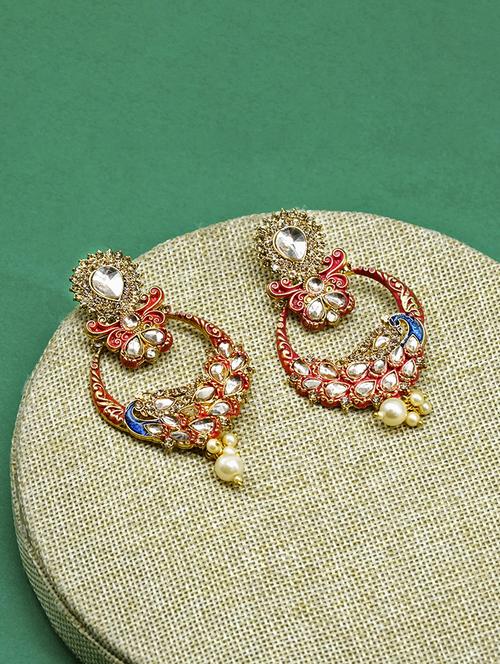 red metal drop earring - 17544708 - Standard Image - 1