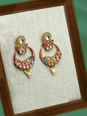 red metal drop earring - 17544708 - Standard Image - 2