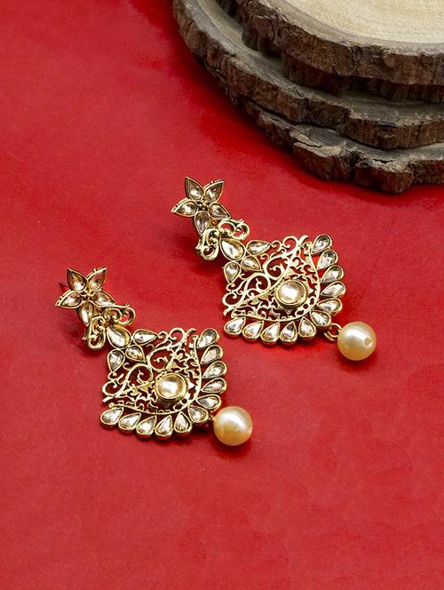 gold metal drop earring - 17544709 - Standard Image - 1