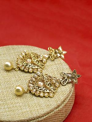 gold metal drop earring - 17544709 - Standard Image - 2