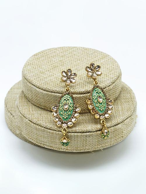 green metal drop earring - 17544710 - Standard Image - 1