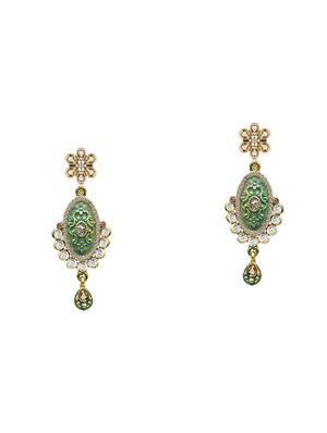green metal drop earring - 17544710 - Standard Image - 3