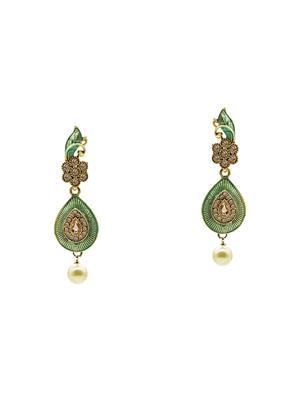 green metal drop earring - 17544713 - Standard Image - 4