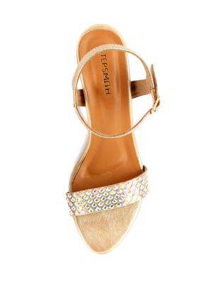 gold leatherette ankle strap sandals - 17544765 - Standard Image - 4