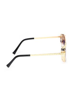 bellofox? unisex sunglasses rectangle golden frame, grey lens for men and women - 17545460 - Standard Image - 3