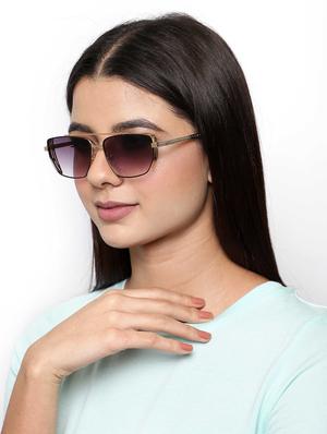 bellofox? unisex sunglasses rectangle golden frame, grey lens for men and women - 17545460 - Standard Image - 4