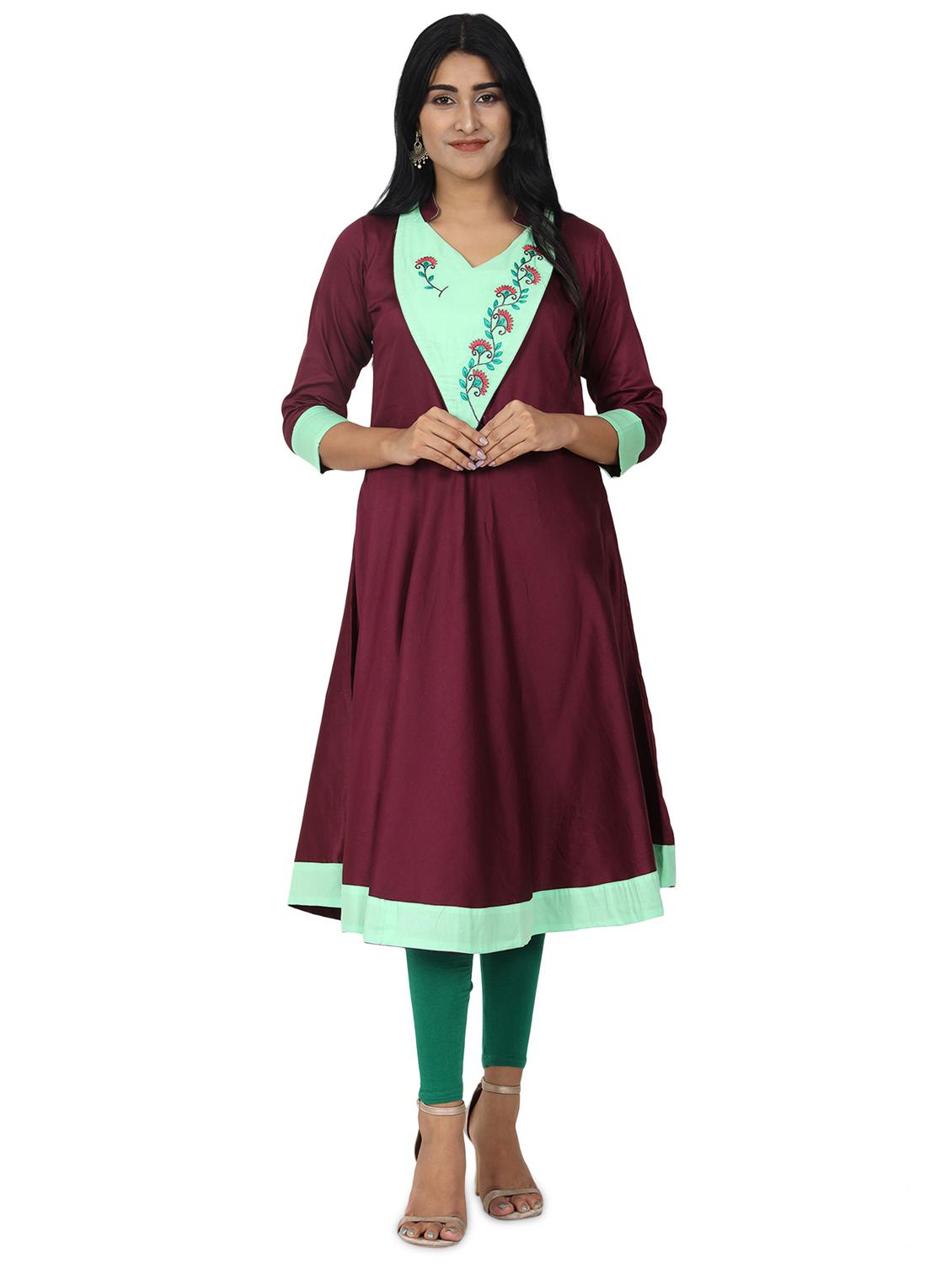 embroidered flared kurta - 17545512 - Zoom Image - 1