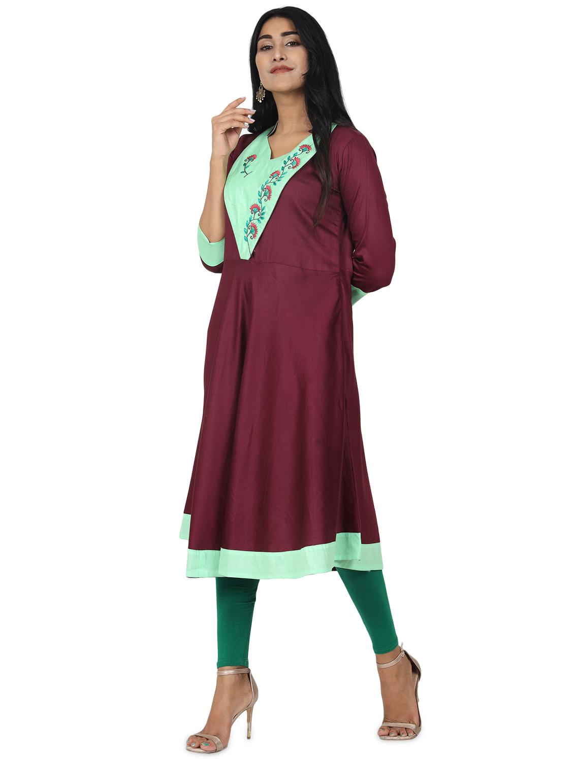 embroidered flared kurta - 17545512 - Zoom Image - 2