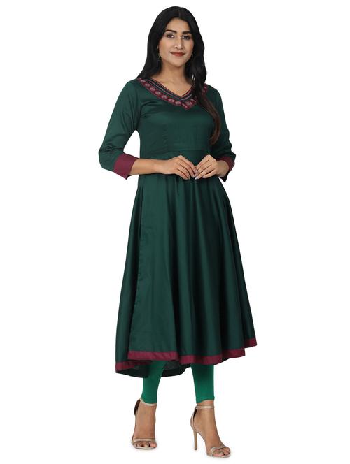 embroidered flared kurta - 17545516 - Standard Image - 1