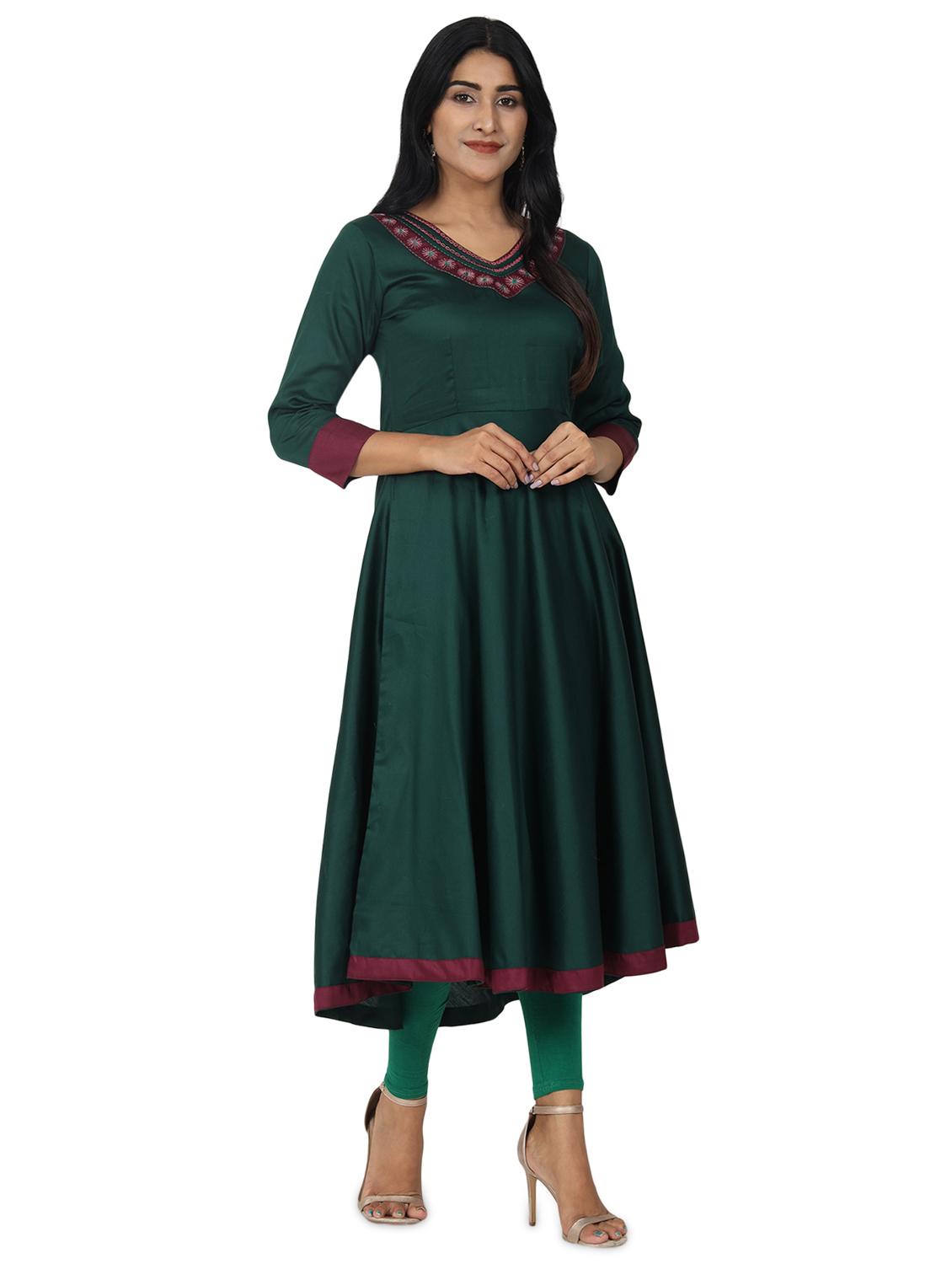 embroidered flared kurta - 17545516 - Zoom Image - 1