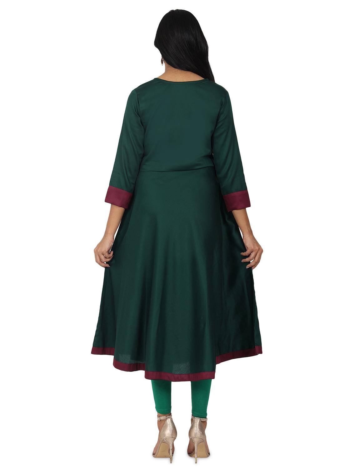 embroidered flared kurta - 17545516 - Zoom Image - 3