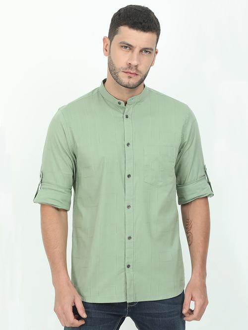 green solid casual shirt - 17545754 - Standard Image - 1