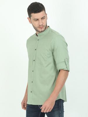 green solid casual shirt - 17545754 - Standard Image - 2