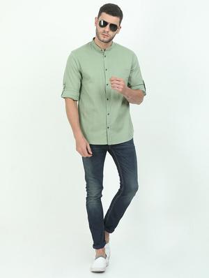 green solid casual shirt - 17545754 - Standard Image - 4