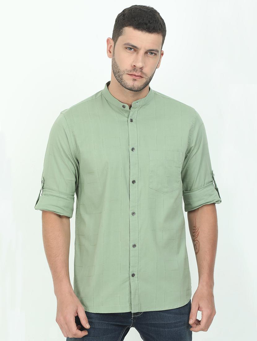 green solid casual shirt - 17545754 - Zoom Image - 1